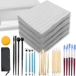 REART OVEN BAKE POLYMER CLAY WHITE ، غير سامة 4.4 رطل رائعة للنمذجة ، النحت ، العطلات ، مشاريع صناعة المجوهرات DIY. عظيم لجميع مستويات المهارة (أبيض)
