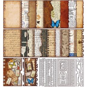 GLOBLELAND Vintage Torn Edge Interface Label Cutting Dies for DIY Scrapbooking Metal Postage Stamp Cut Dies Planner Die Cuts for Card Making Embossing Photo Album Craft Decor