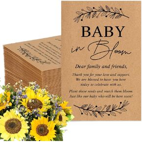 100Pcs Baby in Bloom Seed Packets Wildflower Baby Shower Party Favors for Guests Self-Adhesive Envelopes Floral Seed Storage Pockets for Gender Reveal Party Supplies