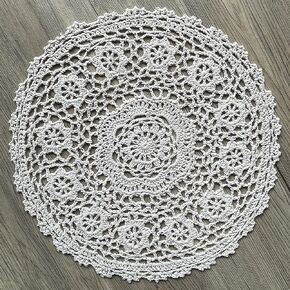 Phantomon Round Placemats Handmade Doilies Crochet Lace Knitted Coasters for Farmhouse Dining Table, Rustic Kitchen, Wedding Decoration,100% Cotton, Pack of 4 (12 inch, Beige)