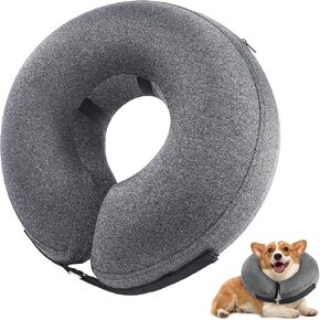 Dog Cone Collar, Inflatable Recovery Cone After Surgery, Adjustable Blow up Dog Donut Collar, Pet Recovery Collar for Dogs and Cats Size L 12"-18"