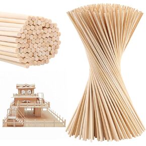 50Pcs Wooden Dowel Rods 1/4 x 12 Inch Round Wooden Sticks for Crafts Natural Wood Dowels Precut Wood Rods Hardwood Sticks for Crafts Cake Dowels DIY Projects