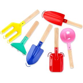 6 قطع أدوات البستنة ، ألعاب الرمال الشاطئية للأطفال ، مصنوعة من المعدن مع مقبض خشبي قوي ، مجموعة البستنة الشاطئية الآمنة ، الملعقة ، الشوكة ، أشعل النار والمجرفة ، الهدايا للأطفال in Kuwait