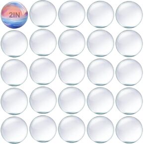 Spiso Clean Glass Cabochons 2inch - مقابض مستديرة للخلفية لتصنيع المجوهرات Make DIY (50 مم ، 25 عبوة)