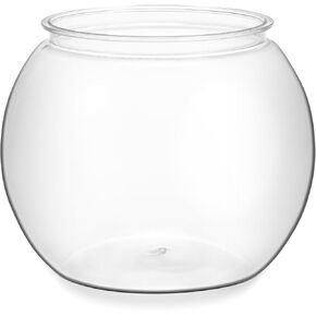 Plastic Clear Fish Bowl, Round Goldfish Betta Fish Tank, Desktop Bubble Bowl Plant Vase Pot for Fish Aquarium, Home Wedding Holiday Party Decor (1 Gallon, 8.6"x6.3")