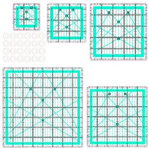حكام خياطة اللحف (2.5 "، 3.5" ، 5 "، 6" ، 8 ") ، 5 قوالب مربعة لخياطة اللحف ، حاكم اللحف أكريليك