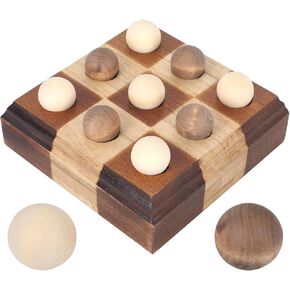 Tic Tac Toe Decor 8x8 Inch Wooden Tic Tac Toe Board Classic Wooden Family Board Tic Tac Toe Coffee Table Decor Livingroom Checkered Modern Board for Family Adults Activities (Black,Wood)