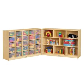 Jonti-Craft 04280JC 25 Cubbie-Tray Mobile Fold-N-Lock Storage مع صناديق واضحة