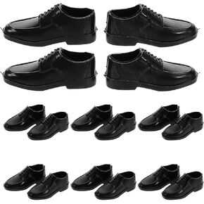 Eringogo 10pairs Miniature Black Doll Shoes for Scale Dolls Sharming Design for Dollhouse Games و Micro Minscape Decorations Easy Swap Men Doll Associory
