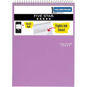 Five Star Top Spiral Notebook + Study App, 1 Subject, College Ruled Notepad, 8-1/2" x 11", 100 Sheets, Seaglass Green (820058C-ECM)
