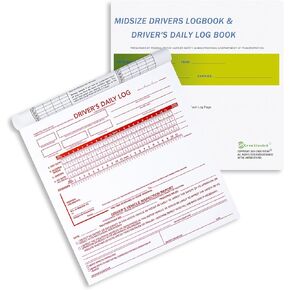 Midsize Drivers Logbook Driver's Daily Log Book & Simplified DVIR(2 in 1), 7 and 8 Day Recap, 31 Sets of Forms Per Pack, FMCSR Compliant, 8.5" x 8.25"