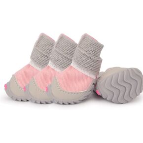 Soft Dog Shoes for Small Dogs,Dog Paw Protector for Outdoor Activies,Anti-Slip Dog Boots, Size 2, Pink