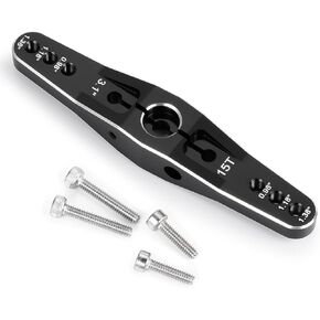 RC 15T Aluminum Metal Servo Horn Double Arm Steering Arms Black for 1/5 Scales RC Servo Repair Parts Accessories, Universal 15T Servo Arm Horn