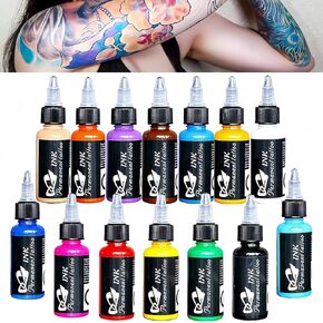 14Pcs Tattoo Ink 14 Colors Set 1 oz 30ml/Bottle Tattoo Inks Pigment Kit for 3D Makeup Beauty Skin Body Art