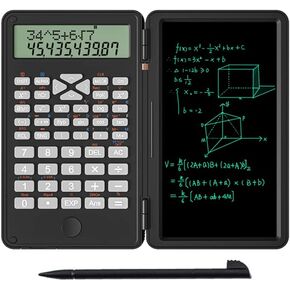 2 in 1 Scientific Calculator with Writing Tablet, Desktop Pocket LCD Science Calculator Notepad Professional Financial Calculator for Home School Office Business(White)