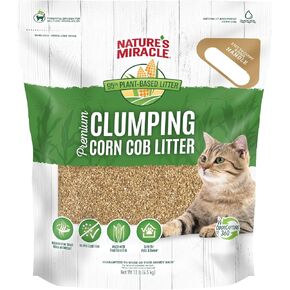 Nature’s Miracle Premium Clumping Corn Cob Litter, 10 Pounds, Made With Real Corn Cob For Fast-Clumping Litter For Multi-Cat Households