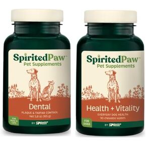 Pet Health Bundle - Dental & Multifunctional Support for Dogs - Teeth Powder & Chewable Wafers for Dental, Immune, Coat, and Liver Health - 165 g Powder & 90 Wafers