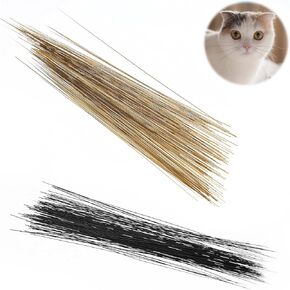 300PCS Simulated Cat Whiskers for Face Costume, Craft Animal Whiskers Black and Brown 3 Inch Faux Fur Needle Felting Animal Whisker for Crafting