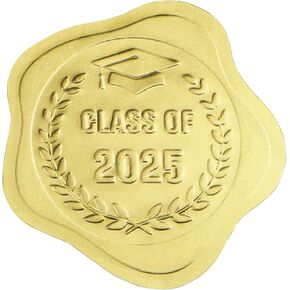 240pcs Graduation Stickers Class of 2025 Envelope Seals Gold Wax Seal Like Stickers for Graduation Announcements Invitations Cards