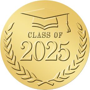 ملصقات التخرج من Anwyll 2in 2025 - فئة Gold Foil المنقوشة من 2025 ملصقات 100pcs التخرج مغلف ملصق ختم ملصق ذاتي اللصق ملصق قبعة القبعة لصالح الحفلات الشهادة
