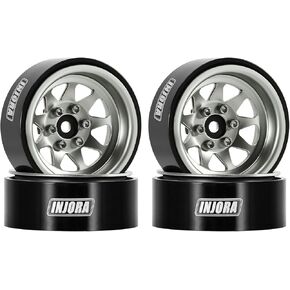 INJORA -4.05mm Offset Stamped Steel 1.3" Beadlock Wheels for 1/24 1/18 RC Crawlers Upgrade(Black)