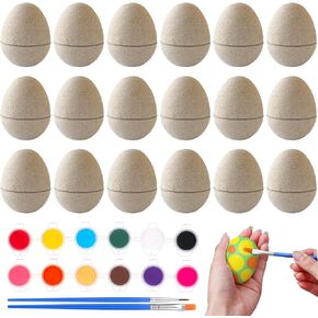 20 Pcs Paper Mache Easter Eggs DIY Easter Craft Eggs Empty Fillable Paintable Unfinished Paper Mache Eggs DIY Eggs Ornament for Easter Egg Hunt Surprise Eggs Easter DIY Craft Decorations Ornaments