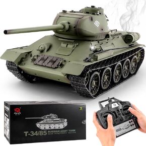 RC Tanks Henglong Russian T-34/85 2.4ghz Shooting Tank Model with Sound & Light for Ages 14+