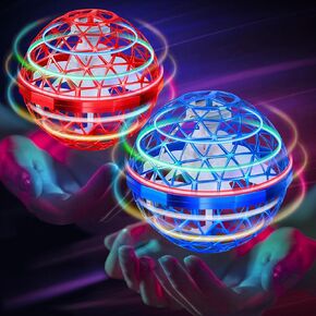 2 Packs Flying Orb Ball Toy 2024, Hover Ball Cosmic Globe Orb Drone Ball, Galactic Fidget Spinner Boomerang Ball Gifts for 6 7 8 9 10 11 12+ Year Old Kids Boys Girls Adult(Red&Blue)