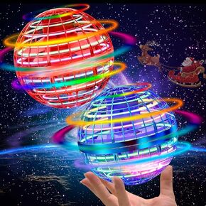 لعبة كرة السخرية الطيران - 2024 لعبة سحرية طيران سحرية مع LED LED LID 360 ° دوارة ، ألعاب كرة الطيران الطيران في الهواء الطلق ، لأولاد الفتيات البالغين (Blue+Red)