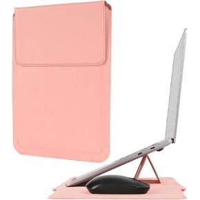 Laptop Sleeve Case with Stand and Mouse Pad 15-16 Inch Laptop Case Chromebook Sleeve Leather Protective Cover for MacBook Pro/Air Dell HP Lenovo ThinkPad Samsung Asus Acer LG Laptops