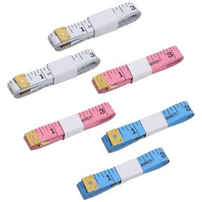 6 Pack Soft Tape Measure, 150cm/60 inch Small Tape Measure，Accurate Dual Scale Standard & Metric Measurements Tape,for Body, Weight Loss Sewing Tailor Craft Ruler Pink Blue White