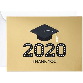 Hallmark 2025 Bulk Graduation Thank You Cards, Black and Gold (40 Count with Envelopes) for Grad Announcements, Invitations, Thanks in Kuwait