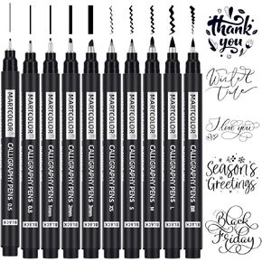 Calligraphy Pens, 10 Size Calligraphy Pens for Writing, Brush Pen Calligraphy Set for Beginners, Calligraphy Brush Pens, Hand Lettering Pen for Art Drawing, Sketching, Scrapbooking
