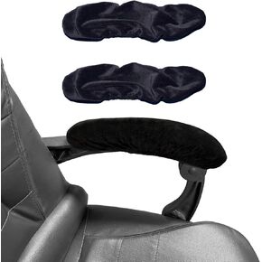 Velvet Office Chair Armrest Covers - Stretchable & Removable Armrest Protectors for Desk Chairs, Computer Chair, Gaming Chairs - Soft & Durable (2Pcs, Black)