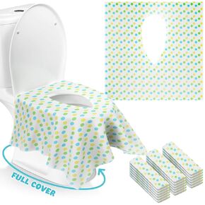 Gimars 20 Packs XL Large Full Cover Disposable Travel Toilet Potty Seat Covers - Individually Wrapped Portable Potty Shields for Adult, The Pregnant, Kids and Toddler Potty Training (Owl Design)