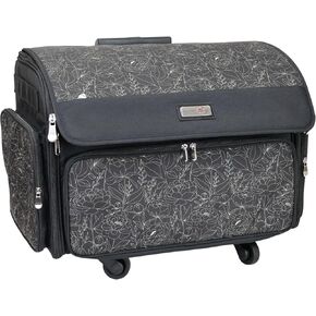 Everything Mary XL Rolling Sewing Machine Case – Grey Floral Craft Bag with 4 Wheels – Portable Organizer in Kuwait