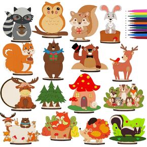 16pcs زخارف دش غابات الغابات ، وحيوانات غابة DIY ، وحيوانات دش الطفل ،