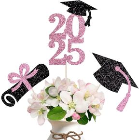 Alissar 18-Pack Double-Side 2025 Party Party Party Counternage Decorations Class of 2025 (Pink)