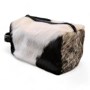 Genuine Cowhide Handcrafted Cosmetic Pouch Highlands Cowhide Makeup Bag Toasted Marshmallow