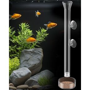 Pawfly 8 Inches Aquarium Fish Feeding Dish Set Clear Glass Fish Feeding Tube Shrimp Tube with 2 Feeding Dishes Fish Tank Feeding Supplies with 2 Suction Cups