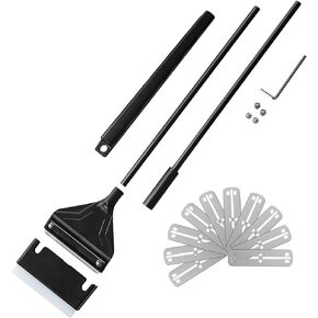 Algae Scraper for Glass Aquariums 24.4" Fish Tank Scraper with 10 Replaceable Blades Aquarium Glass Scraper Adjustable Length Aquarium Cleaning Tools Kit for Glass Aquarium Fish Tank