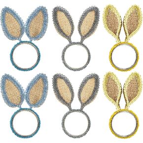 Easter Napkin Rings - Easter Bunny Napkin Rings Set of 6 Holder Woven Farmhouse for Spring Birthday Wedding Party Banquet Dinning Table Decor