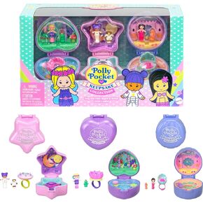 Polly Pocket Collector Dolls & Compact Playset, Heritage Ring Box 3 Pack, Keepsake Collection Jewelry Case