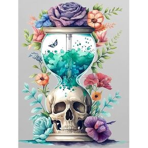 gganmtere Cross Stitch Kit for Adult, Skull Easy Patterns Cross Stitching Kits, Simple Embroidery Kit for Home Decor 12x16 inch