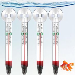 Dreyoo 2 Pcs Floating Aquarium Thermometers, Floating Glass Aquarium Thermometer with Suction Cup, Mercury Free Large Standing Thermometer for Freshwater and Saltwater Fish