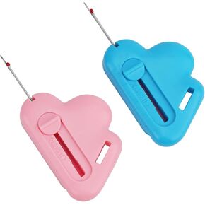 2pcs 2-in-1 Adjustable Seam Guide with Built-in Seam Ripper, Polygonal Cloud-Shaped Magnetic Hemmer Guide with Retractable Thread Ripper for Sewing Machine Accessories(Blue & Pink)
