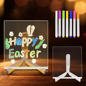 LED Note Board with 7 Colors, Light up Acrylic Message Board, Night Light outwards Writing Drawing Dry Erase Board, Personalized Note Board with Colors Large and 7 Pens for Kids (11.81 * 7.87inches)