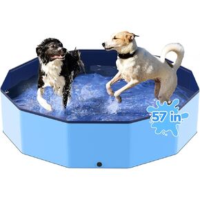 77'' Foldable Dog Pet Bath Pool, Heavy Duty Non-Slip Kiddie Pool, Plastic Pet Wading Pool for Puppy Small Medium Large Dogs, Indoor and Outdoor Kids Pet Dog Bathtub