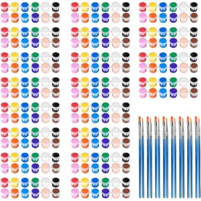 145 Pcs Mini Acrylic Paint Set for Kids, 12 Colors Washable Acrylic Paint Strip with 5 Paint Tray for Kids&Adults Craft Paint, with Lids Craft Mini Paint Strips - Perfect for Home Birthday Classroom Party Favors in Kuwait