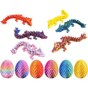 6 Pcs 3D Printed Dragon Eggs with Dragon Inside,Mystery Dragon Egg Articulated Dragon Fidget,Home Office Decor Executive Desk Gifts